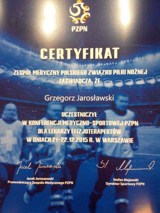 grzegorz jaroslawski ortopeda certyfikat pzpn