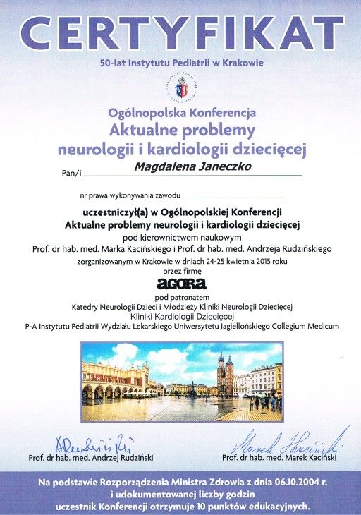magdalena janeczko certyfikat krakow 